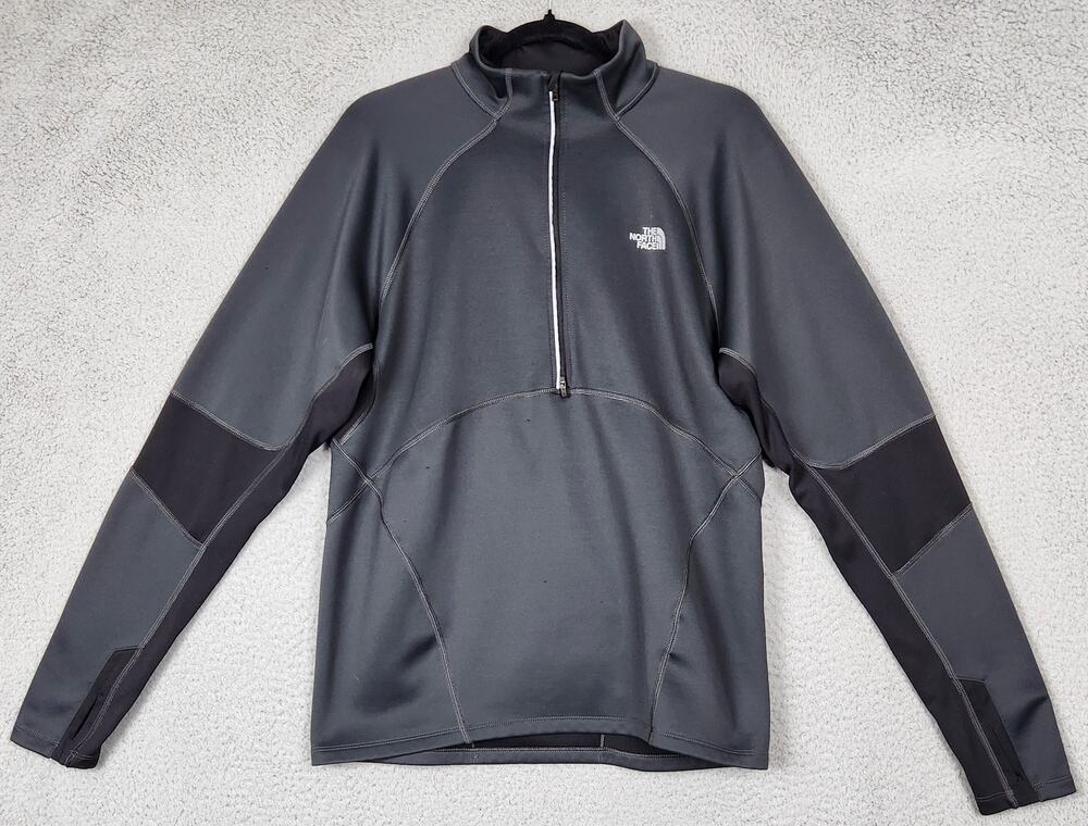 NORTH FACE Jacket Mens Medium Black Half Zip Lightweight Thumbholes Flash Dry